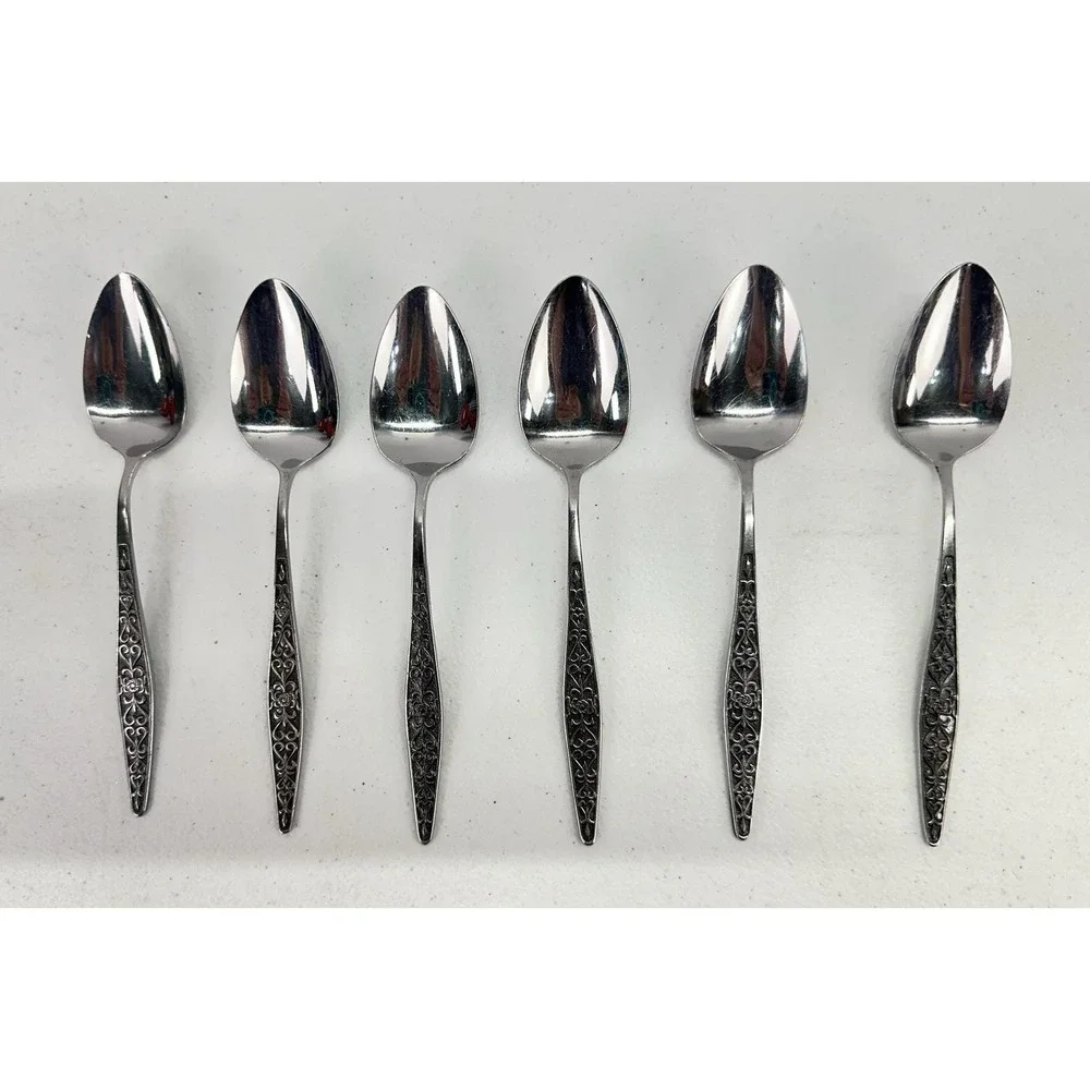 Vintage Towle TWS318 SSC Stainless Japan Teaspoons Set of 6 MCM 6 1/4
